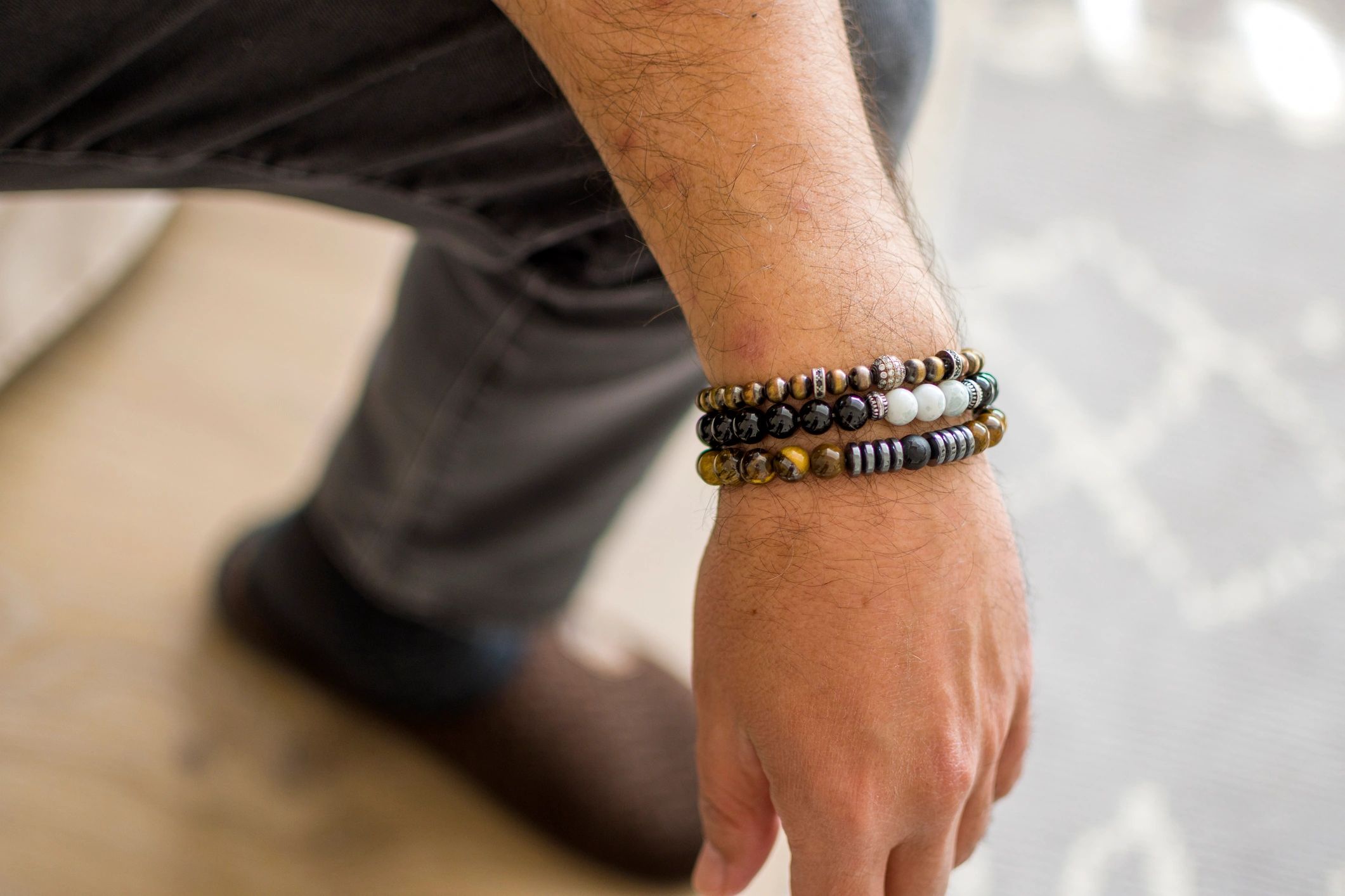 Gemstone bracelets and necklaces for men, versatile for work and daily wear