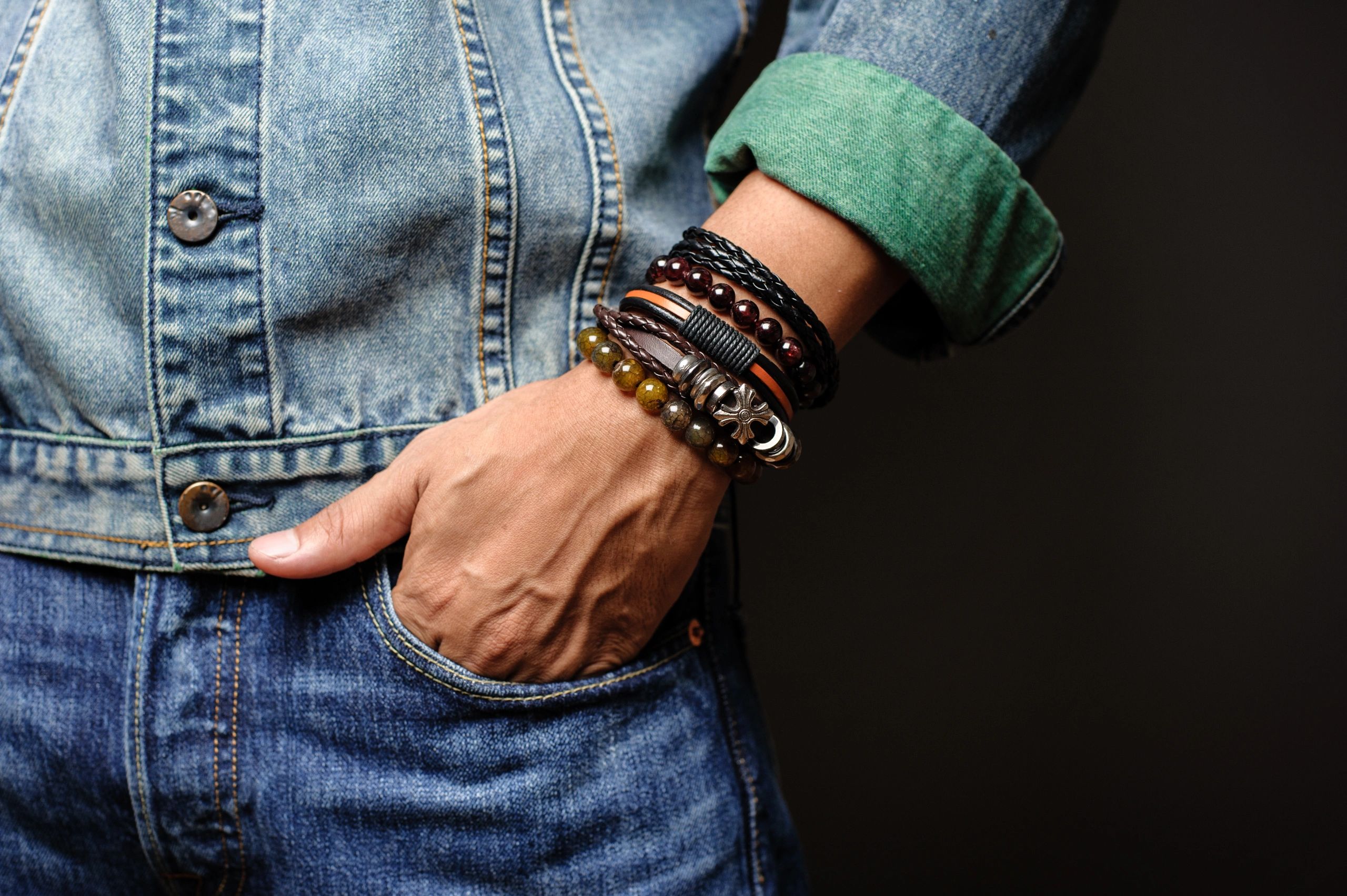 wire beaded men's ring